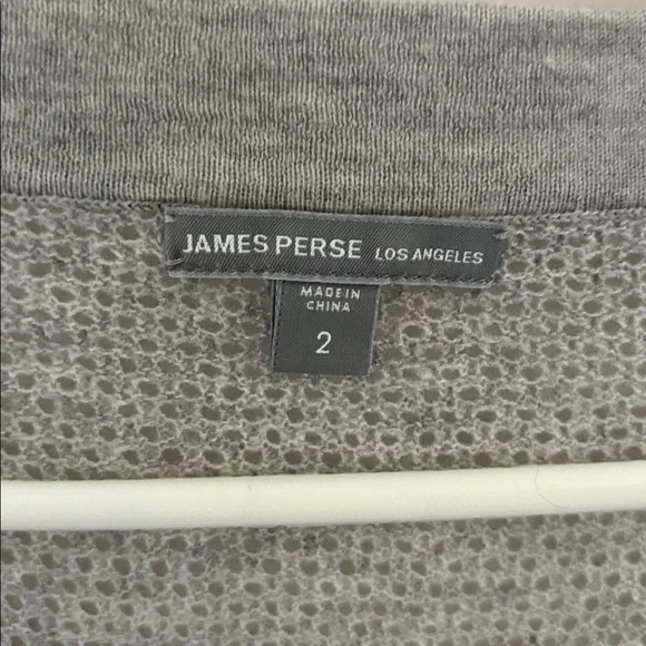 James Perse grey wool cashmere mesh knit long scoop neck sweater Size 2